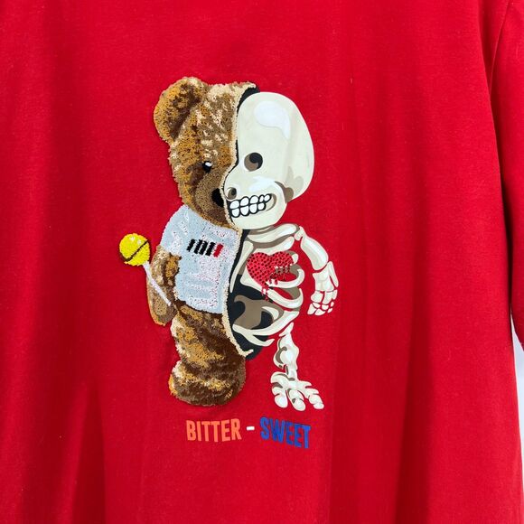 Fifth Loop bittersweet tee large mens skeleton bear graphic t-shirt red - Picture 8 of 11
